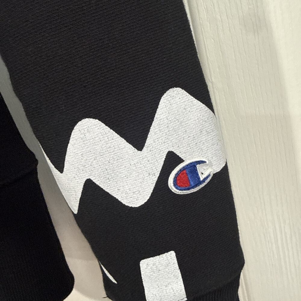 Champion Reverse Weave All Over Print AOP Hoodie Black White Pullover Size Small - Picture 2 of 12